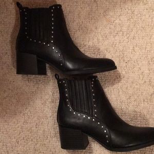 Ankle bootles with silver studs